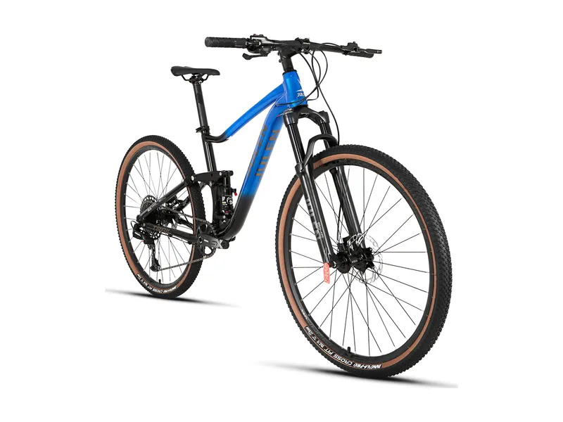 Julen Trail 1×12 azul con negro, vista de tres cuartos
